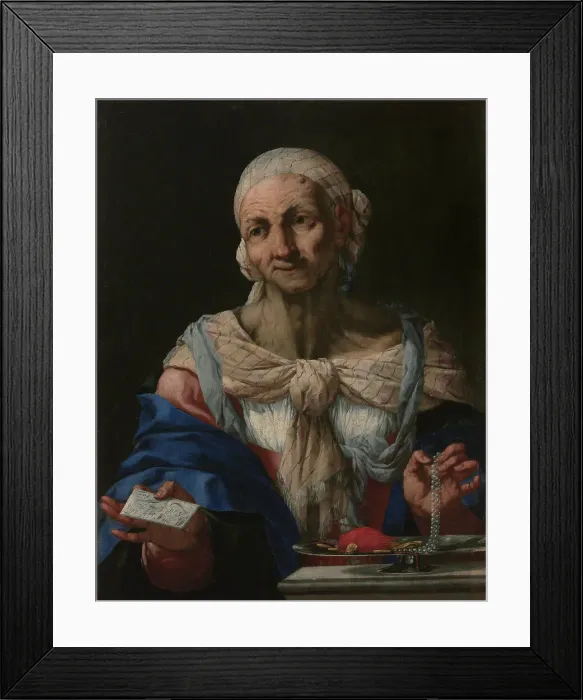 Framed Print : Old Woman with a Pearl Necklace and Letter (Vanitas), ca 1663 Framed Print : Old Woman with a Pearl Necklace and Letter (Vanitas), ca 1663
