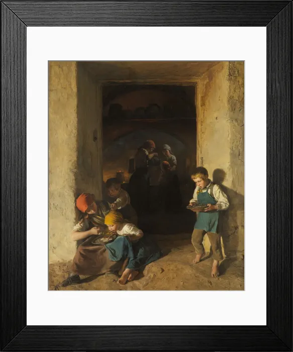 Framed Print : Children Receiving their Breakfast, 1859 Framed Print : Children Receiving their Breakfast, 1859
