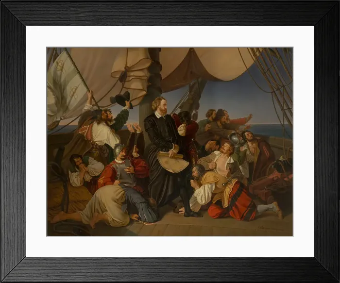 Framed Print : Christopher Columbus Discovers America, 1846 Framed Print : Christopher Columbus Discovers America, 1846