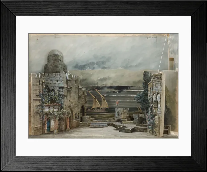 Framed Print : Set design for the Opera Otello by Giuseppe Verdi, Paris, Theatre national de l Opera, 12. 10. 1894, 1 Framed Print : Set design for the Opera Otello by Giuseppe Verdi, Paris, Theatre national de l Opera, 12. 10. 1894, 1