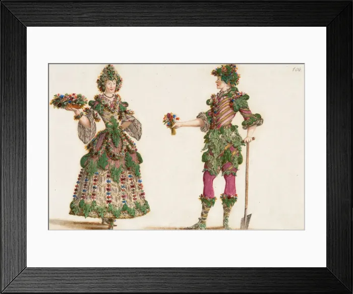 Framed Print : Gardeners. Costume design for Carnival celebrations of the Vienna court, c. 1680 Framed Print : Gardeners. Costume design for Carnival celebrations of the Vienna court, c. 1680