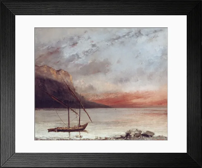 Framed Print : Sunset over Lake Leman, 1874