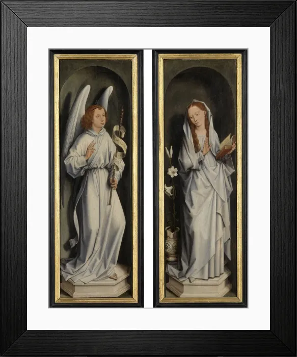 Framed Print : The Annunciation. The side panels from the Triptych of Jan Crabbe, ca 1470 Framed Print : The Annunciation. The side panels from the Triptych of Jan Crabbe, ca 1470