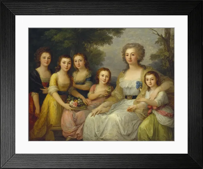 Framed Print : Portrait of Countess Anna Stepanovna Protasova (1745-1826) with her Nices, 1788 Framed Print : Portrait of Countess Anna Stepanovna Protasova (1745-1826) with her Nices, 1788