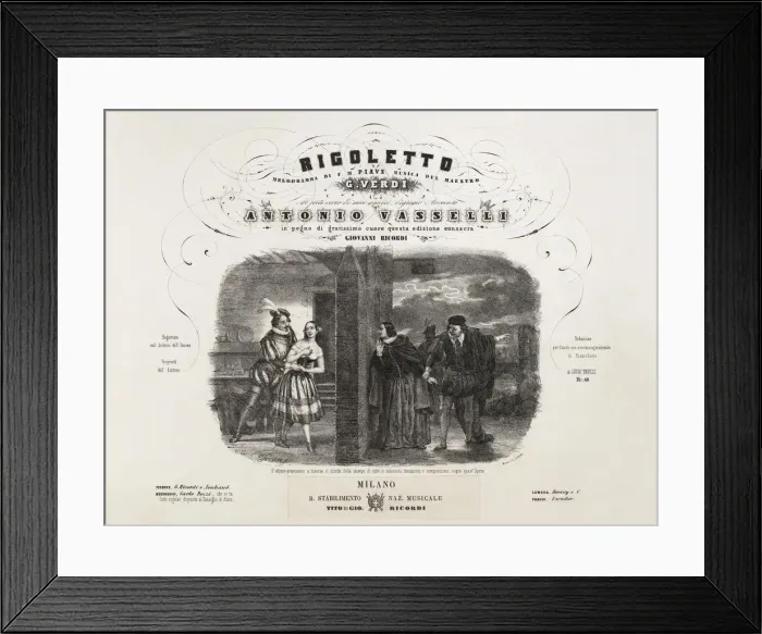 Framed Print : Cover of the first edition of the vocal score of opera Rigoletto by Giuseppe Verdi, 1852 Framed Print : Cover of the first edition of the vocal score of opera Rigoletto by Giuseppe Verdi, 1852