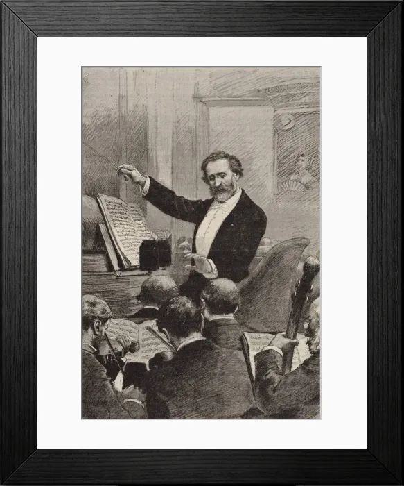 Framed Print : Giuseppe Verdi conducting the Paris Opera premiere of Aida at the Palais Garnier on 22 March 1880, 1 Framed Print : Giuseppe Verdi conducting the Paris Opera premiere of Aida at the Palais Garnier on 22 March 1880, 1