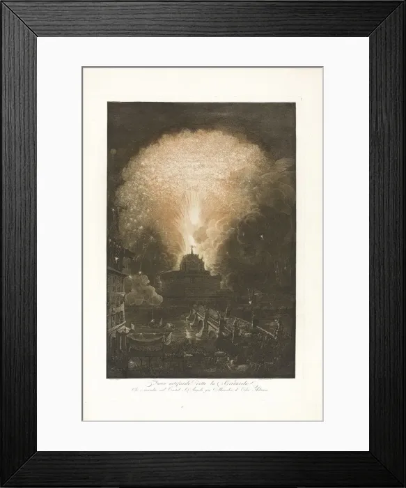 Framed Print : Fuoco Artificiale detto la Girandola (The Fireworks above Castel Sant Angelo), ca. 1783 Framed Print : Fuoco Artificiale detto la Girandola (The Fireworks above Castel Sant Angelo), ca. 1783