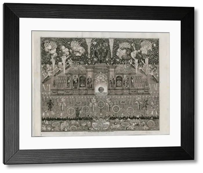Framed Print : Fireworks for Charles VI on October 1, 1731 in Braunschweig, 1731 Framed Print : Fireworks for Charles VI on October 1, 1731 in Braunschweig, 1731