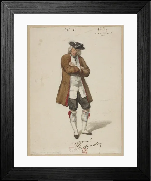 Framed Print : Costume design for the opera Louise Miller by Giuseppe Verdi, Paris Opera, 02. 02. 1853, 1853 Framed Print : Costume design for the opera Louise Miller by Giuseppe Verdi, Paris Opera, 02. 02. 1853, 1853