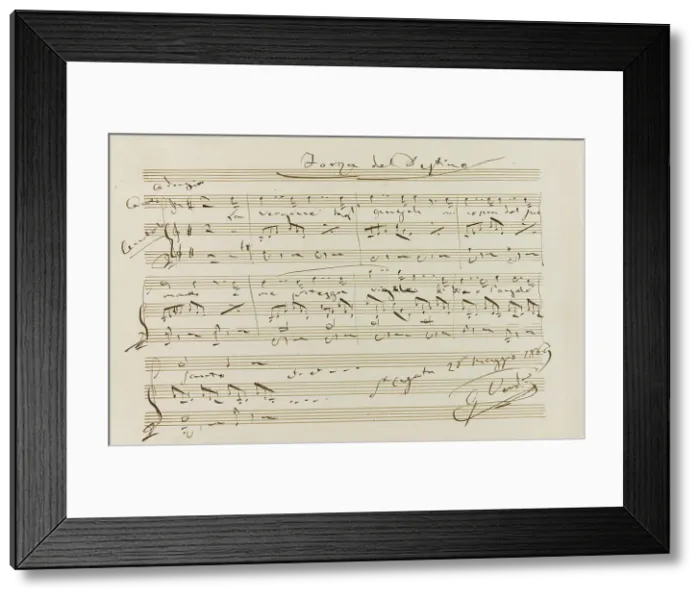 Framed Print : Musical quotation from La forza del destino, St Agata, 28 May 1869, 1869 Framed Print : Musical quotation from La forza del destino, St Agata, 28 May 1869, 1869
