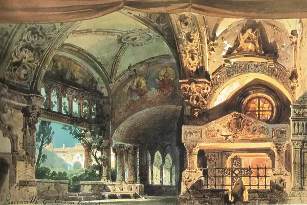 Set design for the Opera Don Carlos by Giuseppe Verdi. Milano, Teatro alla Scala, 1. 10. 1884, 1884