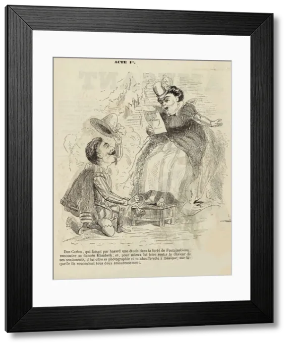 Framed Print : Caricature to the Opera Don Carlos by Giuseppe Verdi. Paris, Theatre de l Opera-Le Peletier, 11. 03. 1 Framed Print : Caricature to the Opera Don Carlos by Giuseppe Verdi. Paris, Theatre de l Opera-Le Peletier, 11. 03. 1