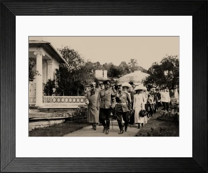 Framed Print : Emperor Nicholas II. accompanied by General Mikhail Putjatin at the exhibition in Tsarskoye Selo, 19 Framed Print : Emperor Nicholas II. accompanied by General Mikhail Putjatin at the exhibition in Tsarskoye Selo, 19