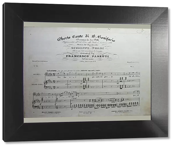 Cover of the score of the opera Oberto conte di San Bonifacio by Giuseppe Verdi, 1850
