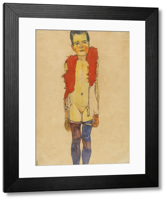 Framed Print : Girl with feather boa, 1910 Framed Print : Girl with feather boa, 1910
