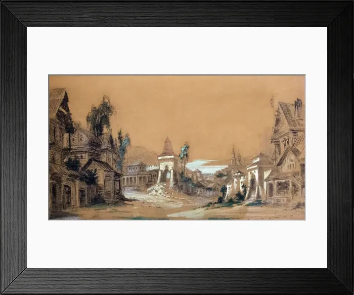 Framed Print : Stage design for the theatre play Posadnik by A. Tolstoy, 1878 Framed Print : Stage design for the theatre play Posadnik by A. Tolstoy, 1878