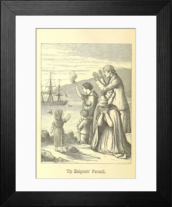 Framed Print : Emigrants Leave Ireland. From Illustrated History of Ireland by Mary Frances Cusack, 1868