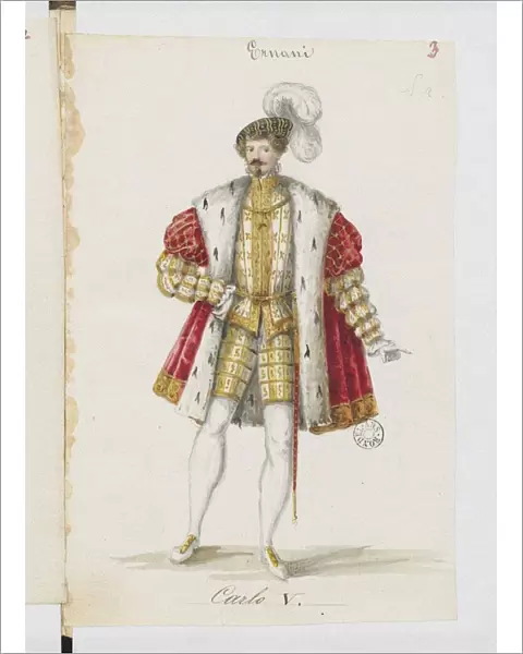 Don Carlos. Costume design for the opera Ernani by Giuseppe Verdi, 1845