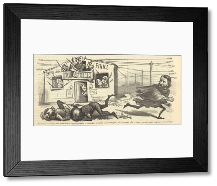 Framed Print : Caricature: Giuseppe Verdi and Teatro La Fenice, 1857 Framed Print : Caricature: Giuseppe Verdi and Teatro La Fenice, 1857
