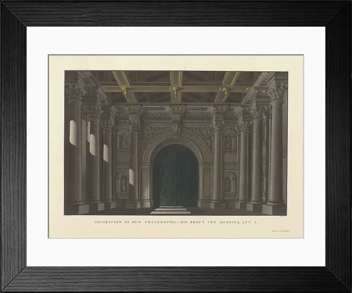 Framed Print : Stage design for the tragedy The Bride of Messina by Friedrich Schiller, 1824
