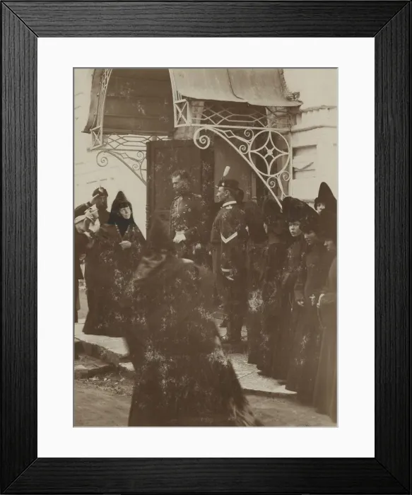 Framed Print : Grand Duke Sergei Alexandrovich of Russia visting the Assumption cathedral of Knyaginin monastery, V