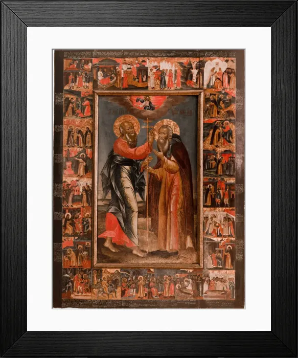 Framed Print : John the Apostle appearing to Saint Abraham of Rostov, Early 18th cen Framed Print : John the Apostle appearing to Saint Abraham of Rostov, Early 18th cen