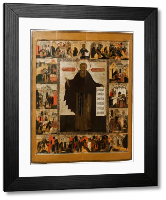 Framed Print : Saint Abraham of Rostov with scenes from his life, Mid of 17th cen Framed Print : Saint Abraham of Rostov with scenes from his life, Mid of 17th cen