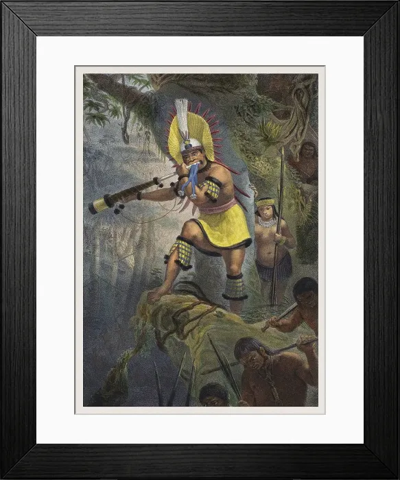 Framed Print : Battle signal of the Coroados (Bororo). Illustration from Voyage pittoresque et historique au Bresil Framed Print : Battle signal of the Coroados (Bororo). Illustration from Voyage pittoresque et historique au Bresil