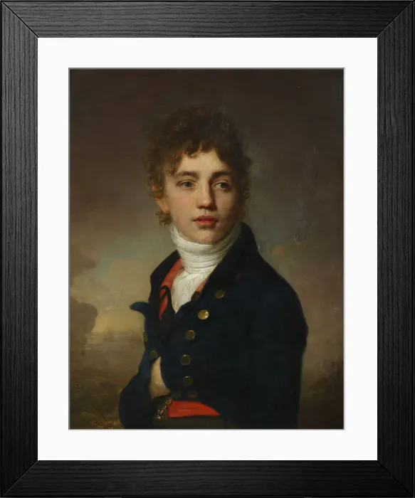 Framed Print : Portrait of a boy wearing a red waistcoat Framed Print : Portrait of a boy wearing a red waistcoat