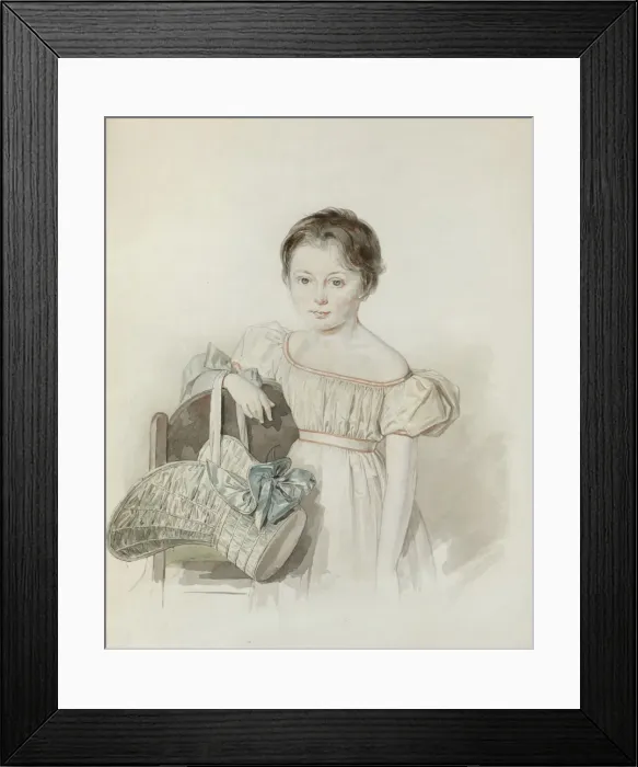 Framed Print : Portrait of a Girl With Hat In Her Hand Framed Print : Portrait of a Girl With Hat In Her Hand