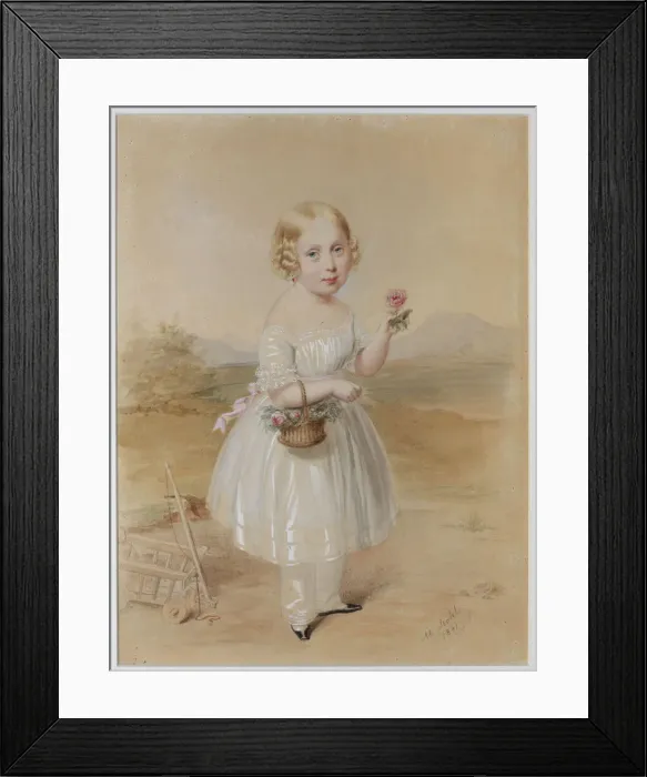 Framed Print : Portrait of a Girl With Rose In Her Hand Framed Print : Portrait of a Girl With Rose In Her Hand