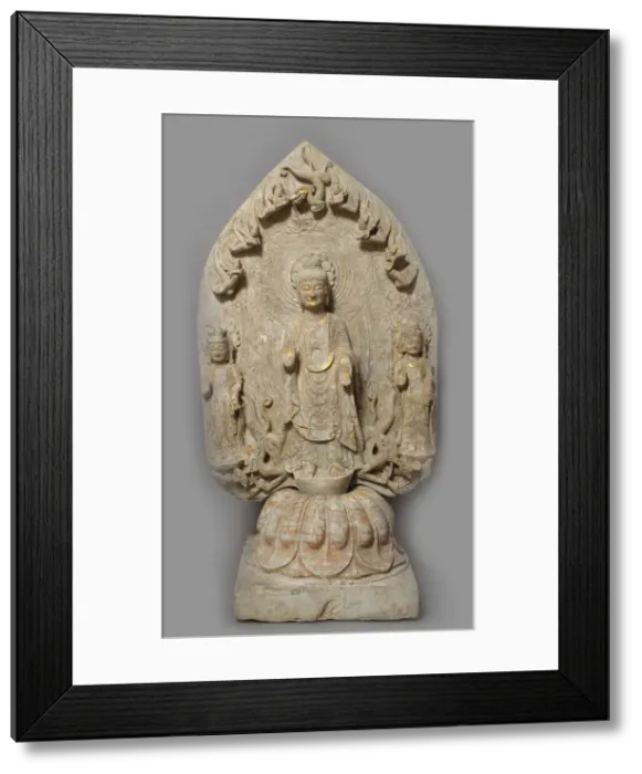 Framed Print : Votive Stele with Buddha and two Bodhisattvas, 534-550 Framed Print : Votive Stele with Buddha and two Bodhisattvas, 534-550