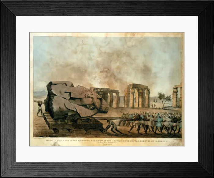 Framed Print : Mode in which the young Memnons head was removed by G. Belzoni, 1820 Framed Print : Mode in which the young Memnons head was removed by G. Belzoni, 1820
