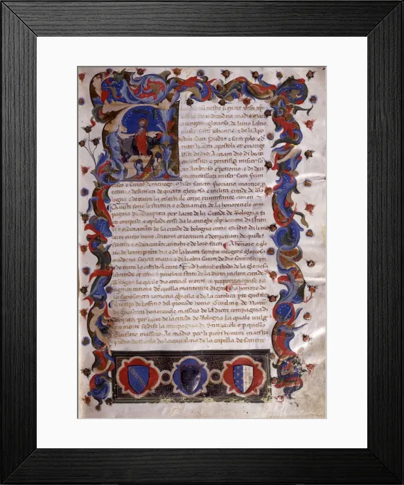 Framed Print : Illustration from Statuti della Societa dei Drappieri, 1407 Framed Print : Illustration from Statuti della Societa dei Drappieri, 1407