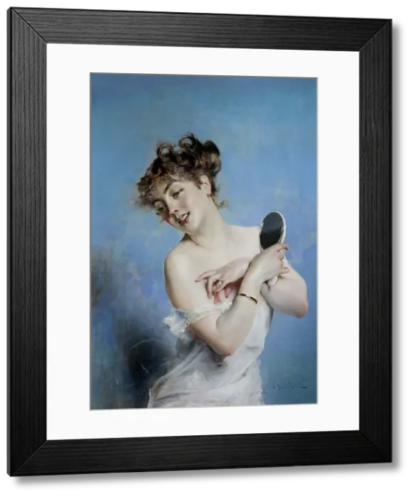Framed Print : La Toilette (Young Woman in Deshabille with a Mirror), c. 1880 Framed Print : La Toilette (Young Woman in Deshabille with a Mirror), c. 1880