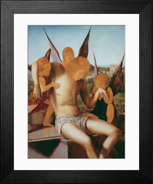 Framed Print : Dead Christ Supported by Three Angels, ca 1475 Framed Print : Dead Christ Supported by Three Angels, ca 1475