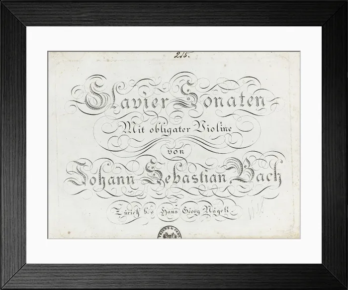 Framed Print : Title page of the six sonatas for violin and obbligato harpsichord, Between 1800 and 1805