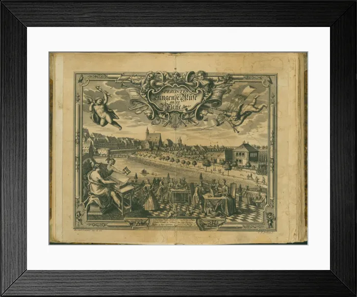 Framed Print : Frontispiece of the Sperontes, singende Muse an der Pleisse, 1736 Framed Print : Frontispiece of the Sperontes, singende Muse an der Pleisse, 1736
