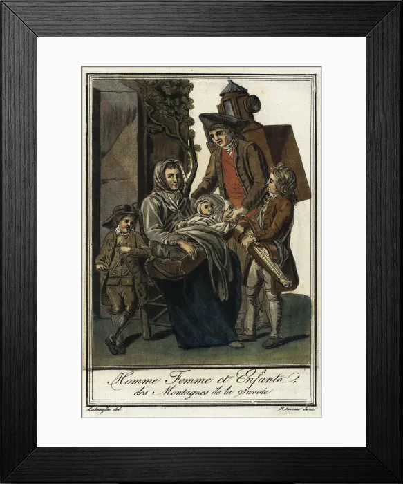 Framed Print : Man, woman and children in the mountains of Savoy, ca 1797 Framed Print : Man, woman and children in the mountains of Savoy, ca 1797