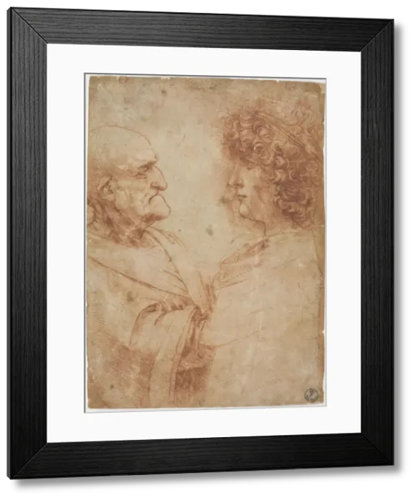 Framed Print : An old man and a youth facing one another, c. 1500 Framed Print : An old man and a youth facing one another, c. 1500