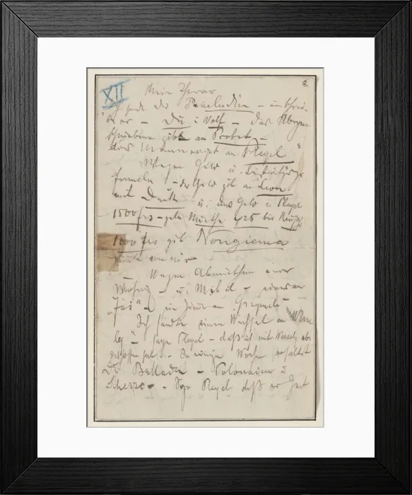 Framed Print : Letter to Julian Fontana, January 22, 1839, 1839 Framed Print : Letter to Julian Fontana, January 22, 1839, 1839