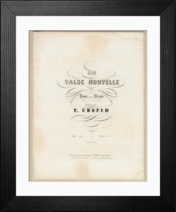 Framed Print : Cover page of first edition of the Grande Valse Nouvelle in A-flat Major, Op. 42, 1840 Framed Print : Cover page of first edition of the Grande Valse Nouvelle in A-flat Major, Op. 42, 1840