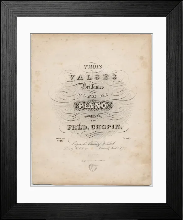 Framed Print : Cover page of the first German edition of the Trois Valses Brillantes, Breitkopf & Hartel, 1838 Framed Print : Cover page of the first German edition of the Trois Valses Brillantes, Breitkopf & Hartel, 1838