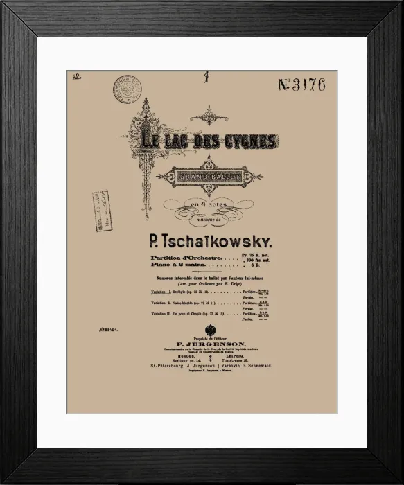 Framed Print : Cover of the score of the ballet Swan Lake by Pyotr Tchaikovsky, 1900