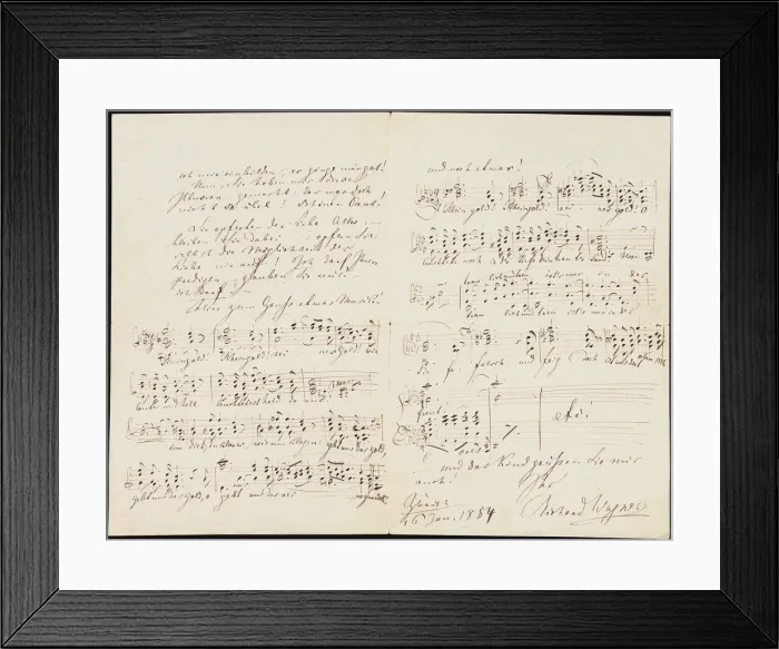 Framed Print : Letter to Carolyne Sayn-Wittgenstein including the closing measures of Das Rheingold, 1854 Framed Print : Letter to Carolyne Sayn-Wittgenstein including the closing measures of Das Rheingold, 1854