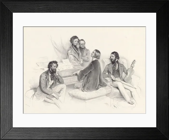 Framed Print : Matinee at Liszts home. (Composer Hector Berlioz, the composer Carl Czerny and the violinist Heinri Framed Print : Matinee at Liszts home. (Composer Hector Berlioz, the composer Carl Czerny and the violinist Heinri