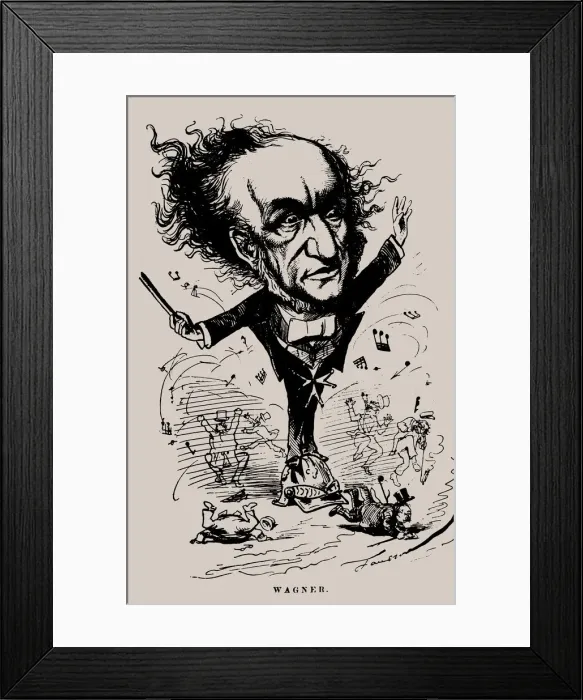 Framed Print : Richard Wagner as Conductor. Caricature in the Figaro, 1876 Framed Print : Richard Wagner as Conductor. Caricature in the Figaro, 1876