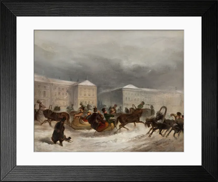 Framed Print : Winter Sleigh Rides, 19th century Framed Print : Winter Sleigh Rides, 19th century