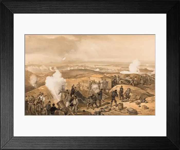 Framed Print : A hot day in the batteries, 1855