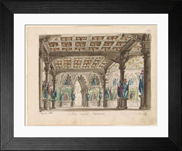 Framed Print : Set design for the Opera Ernani by Giuseppe Verdi Framed Print : Set design for the Opera Ernani by Giuseppe Verdi